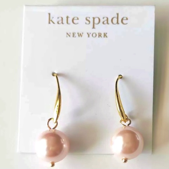 KATE SPADE Gold Faux Peach Pearl Drop Earrings - Picture 5 of 5